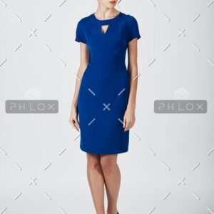 Blue Cap Sleeved Midi Dress